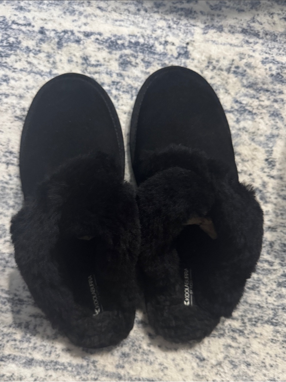 Koolaburra Black Faux-Fur Slip On Clog Slippers
